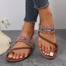 Load image into Gallery viewer, Beaded Woven Strap Toe Ring Slippers
