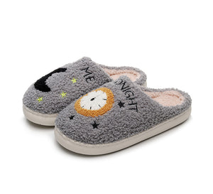 Clock Warm Indoor Cotton Slippers