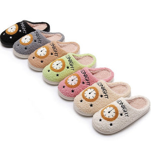 Clock Warm Indoor Cotton Slippers