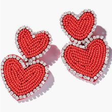 Load image into Gallery viewer, Red Bead Love Earrings
