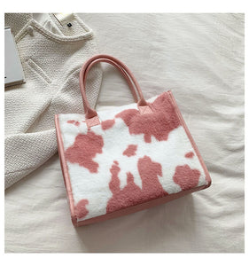 Leopard Plush Cow tote