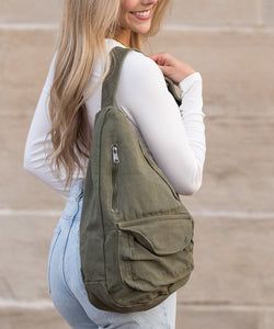 Oversized Cotton Canvas Sling Bag