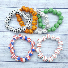 Load image into Gallery viewer, Soccer Volleyball Wooden Bead Bracelet|3pcs
