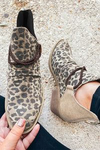 Pointed Toe Square Heel Leopard Boots