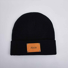 Load image into Gallery viewer, Custom Knitted Hat Leather Label
