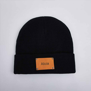 Custom Knitted Hat Leather Label