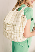 Load image into Gallery viewer, Solid Flapped Quilted Puffer Backpack
