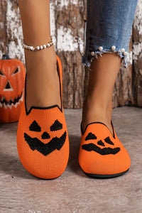 Halloween Pumpkin Face Slip On Flats