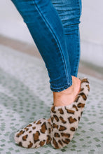 Load image into Gallery viewer, Camel Leopard Print Fuzzy Home Slippers
