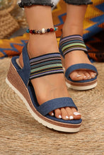 Load image into Gallery viewer, Elastic Striped Band Platform Wedge Sandals
