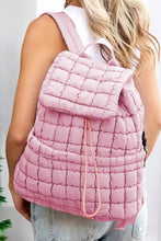 Load image into Gallery viewer, Solid Flapped Quilted Puffer Backpack
