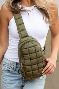 Four Leaf Clover Zipper Quilted Puffer Crossbody Bag