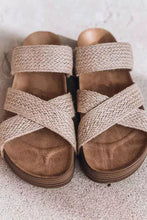 Load image into Gallery viewer, Linen Woven Cross Criss Hollowed Slip-On Slippers
