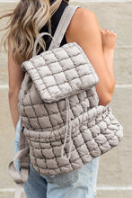 Load image into Gallery viewer, Solid Flapped Quilted Puffer Backpack
