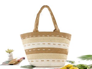 Multicolor Straw Woven Beach Bag