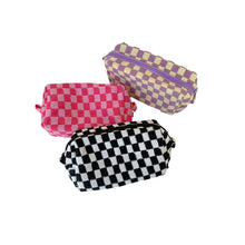 Load image into Gallery viewer, Checkerboard Knit Cosmetic Bag
