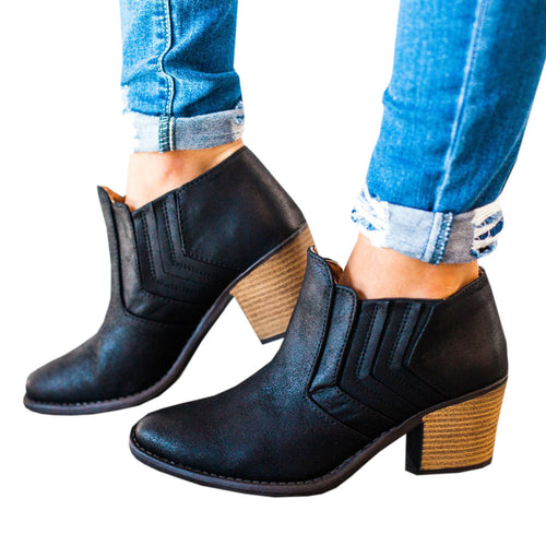 Women's Vintage Short Boots-Black
