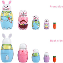 Load image into Gallery viewer, 5Pcs Matryoshka Dolls Handmade Wooden Rabbit
