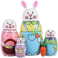 Load image into Gallery viewer, 5Pcs Matryoshka Dolls Handmade Wooden Rabbit
