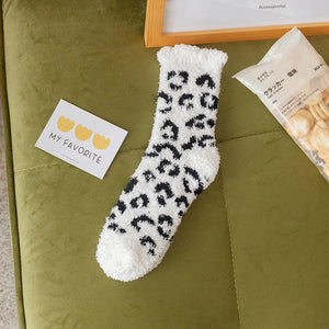 Leopard Coral Fleece Socks|12pc