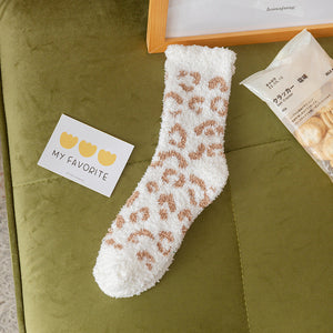 Leopard Coral Fleece Socks|12pc