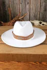 Load image into Gallery viewer, White Studded Wide Brim Panama Hat-White
