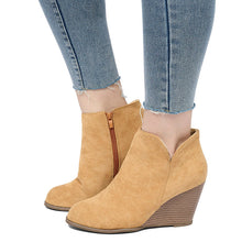 Load image into Gallery viewer, Side Zip Wedge Booties-Yellow
