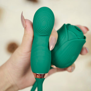 Rose Toy With Fingerprint Vibrator-Green