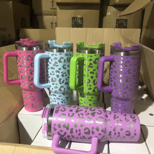 Preorder-Leopard Stainless Steel Handle Insulated Mug