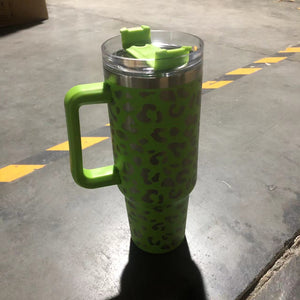 Preorder-Leopard Stainless Steel Handle Insulated Mug-green