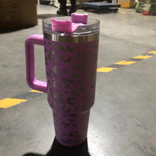 Load image into Gallery viewer, Preorder-Leopard Stainless Steel Handle Insulated Mug-purple
