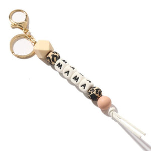 Alphabet Silicone Bead  Keychain|2pc