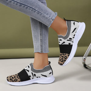 Comfortable Leopard-Print Knitted Shoes -white- KOC