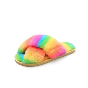 Colorful Plush Cross Plush Slippers - KOC
