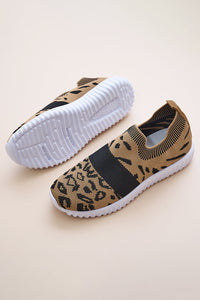 Comfortable Leopard-Print Knitted Shoes - khaki-KOC