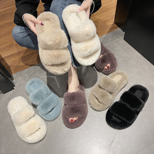 Fluffy Double Band Slippers