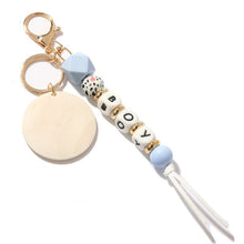 Load image into Gallery viewer, Alphabet Silicone Bead Wood Chip Keychain|2PC
