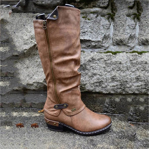 Winter Women Flat Boots-Brown