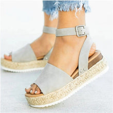 Load image into Gallery viewer, Women&#39;s Hemp Rope Platform Sandals-gray
