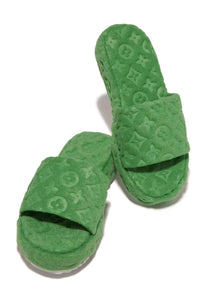 Platform Embossed Slippers