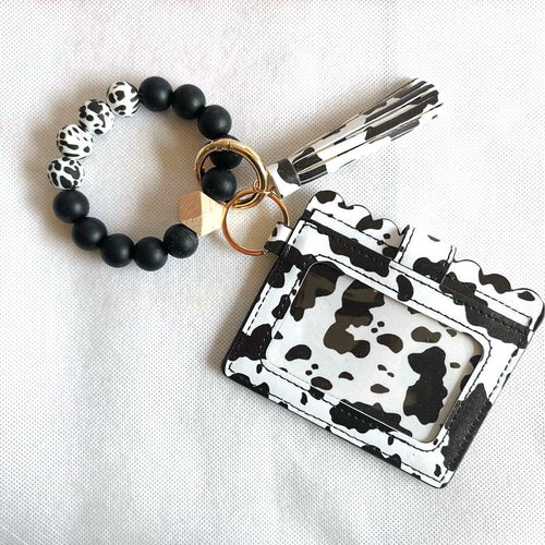 Cow Silicone Bead Keychain-Cow