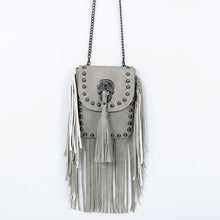 Load image into Gallery viewer, Gray Vintage Tassel Rivet Single Shoulder Bag-Gray
