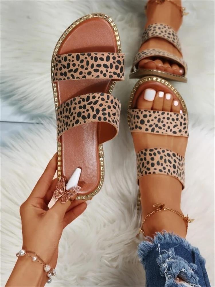 Straight Leopard Beach Sandals