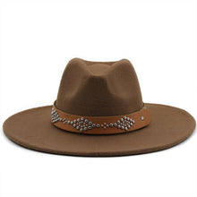 Load image into Gallery viewer, White Studded Wide Brim Panama Hat-Khaki
