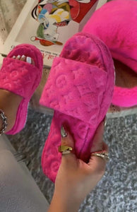 Platform Embossed Slippers