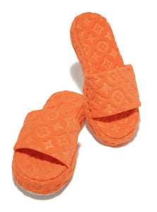 Platform Embossed Slippers