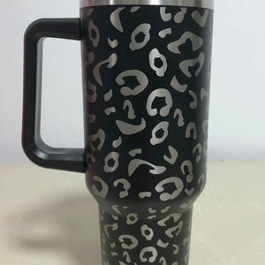 Preorder-Leopard Stainless Steel Handle Insulated Mug-black