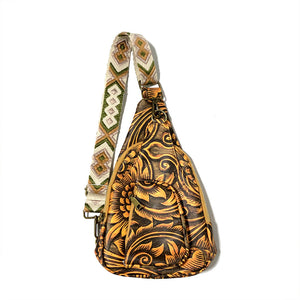 Preorder-Leopard and Cow Print Crossbody Bag-yellow flower