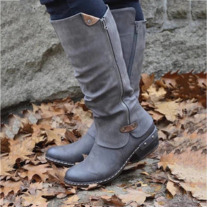 Winter Women Flat Boots-Gray