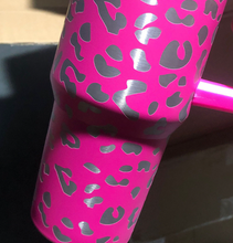 Load image into Gallery viewer, Preorder-Leopard Stainless Steel Handle Insulated Mug-rose details
